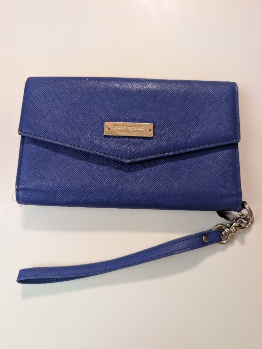 Kate Spade Bright Blue Leather Zip Wallet Wristlet